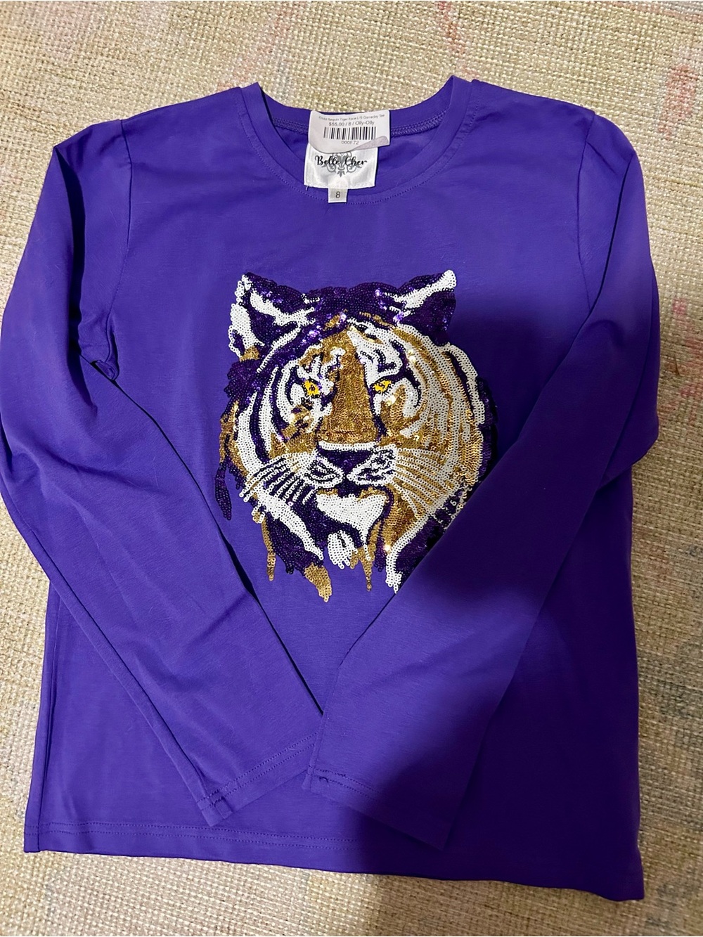 Girls Sequin Tiger Top